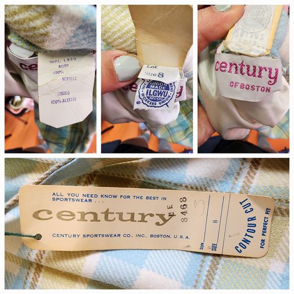 Vintage 1960's Deadstock Plaid in Blue, White, Yellow Skirt Suit | XS to Small - Picture 10 of 14